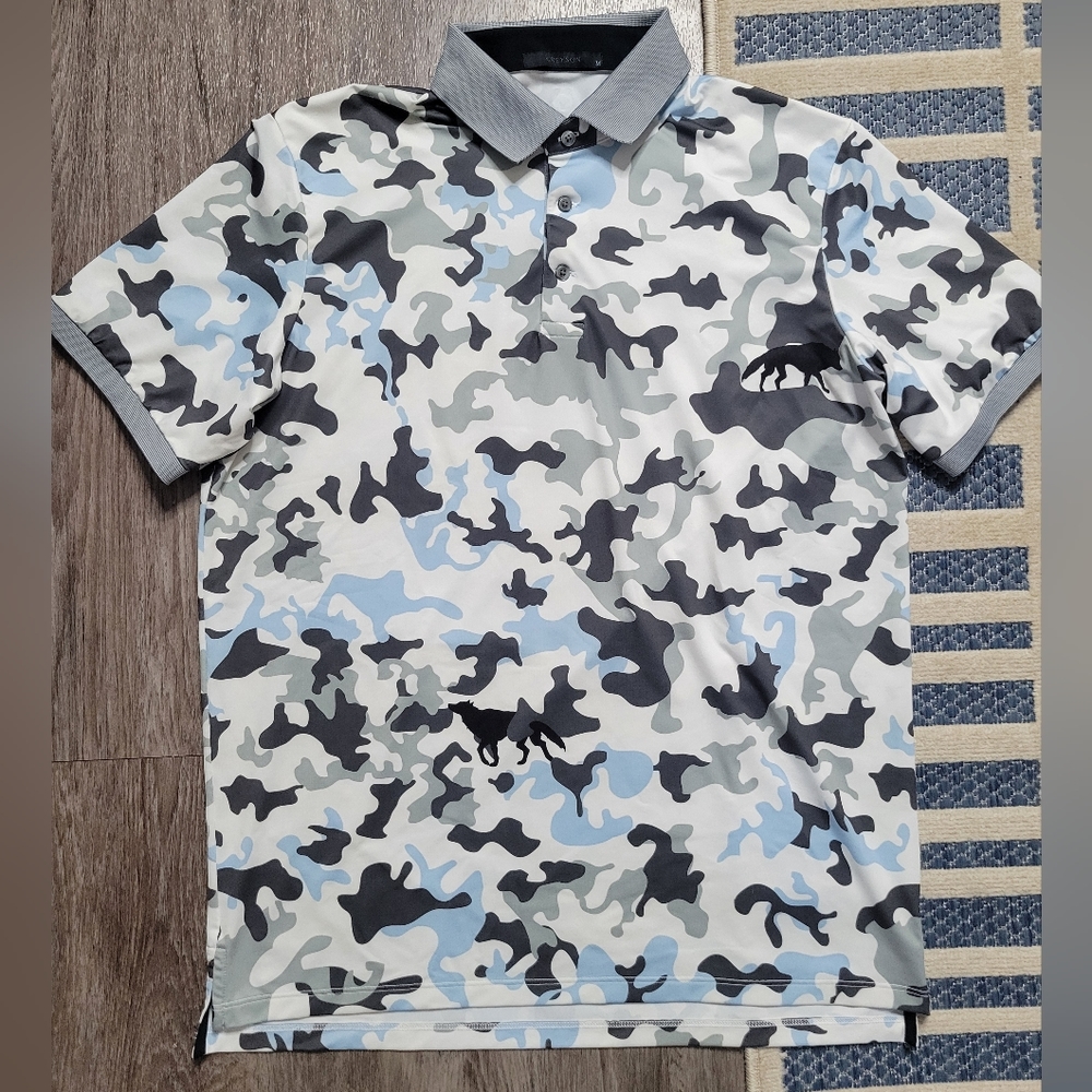 Greyson Camouflage Polo Shirt - Blue, Gray, Black